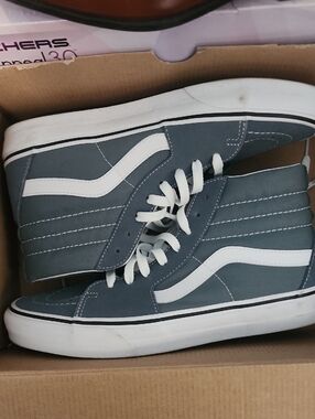 Vans High Top Sneakers in Slate Blue and White